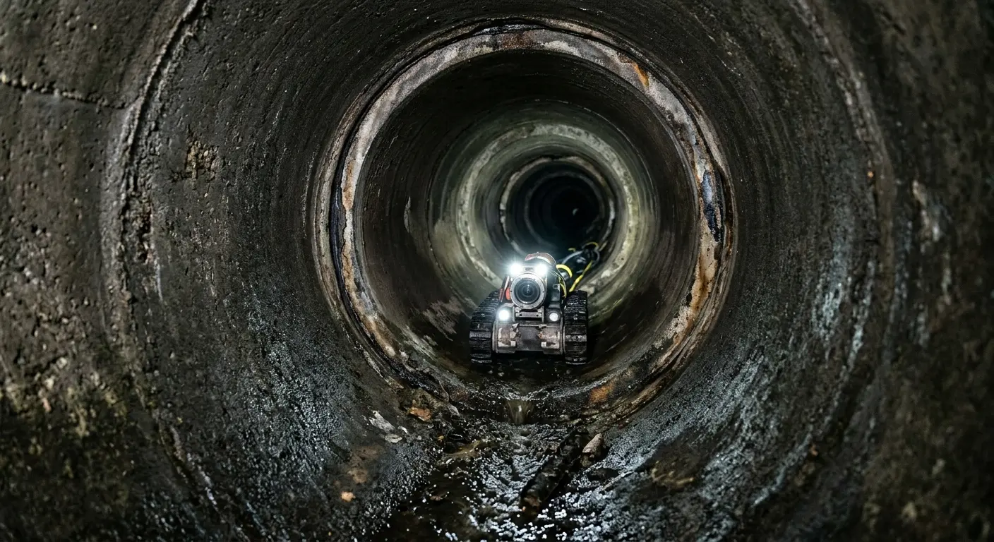 Robotic sewer camera inspecting pipe interior for Sewer Line Repair in Mound